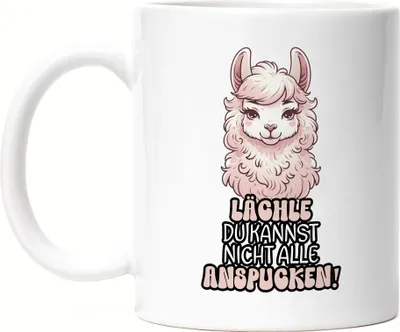 Produktbild von Lächle Du kannst nicht alle anspucken Lama Tasse Weiß Humor Büro Entspannung