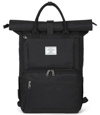 Produktbild von Rolltop Rucksack Groß Wasserdicht Schwarz 15.6 Zoll Laptopfach USB-Anschluss 18-26 Liter