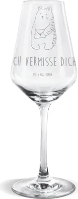 Produktbild von Mr. & Mrs. Panda Weinglas Bär Vermissen - Transparent - Geschenk, wein glas, Freund, Verreist, Liebeskummer, Weißwein, Weißweinkelch, Reise, Unglücklich Verliebt, Teddy