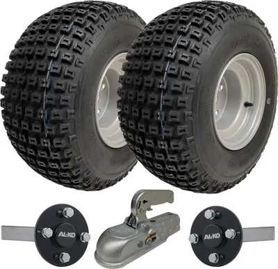 Image de 18x9.50-8 ATV Quad Trailer Kit, Knobby Wheels AL-KO Hub & Stub Axles Cast Hitch