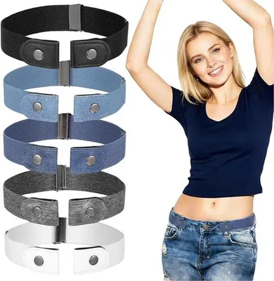 Obrázek produktu pro Elastické pásky pro ženy, 5 kusů elastických pásek bez spony, nepřizpůsobitelné pásky na džíny a do pasu