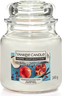 Produktbild von Yankee Candle Duftkerze Mittleres Glas Pomegranate Coconut 340 g, weiß