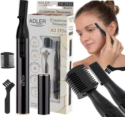 Obrázek produktu pro Adler AD 2934b zastřihovač obočí, dvojitý vodicí hřeben -3,5/1,5 mm, kartáček, baterie, černý