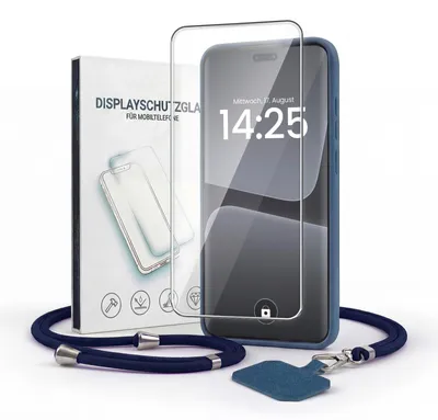 Produktbild von Handyhülle für Xiaomi 13 Lite 5G mit Handykette und 9H Displayglas Displayschutz Band Kordel Hülle Case Schutzhülle Blau