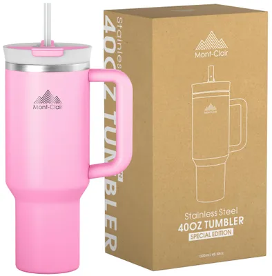 Isolierbecher 40oz mit Strohhalm, 1 L, Edelstahl, BPA-frei