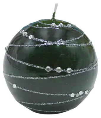 Dekorative Bolkaars 8 cm, dunkelgrün mit silbernen Streifen