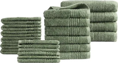 Produktbild von PHLOX Handtücher 22 Teilig Set - 100% Baumwolle 600 g/m² - Weich, Frottee, Saugstark - Grün