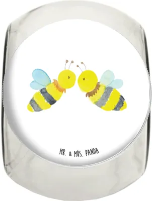 Produktbild von Mr. & Mrs. Panda Lebensmittelbehälter Biene Liebe L 870ml - Weiß - Geschenk, Teedose, Süßigkeitenglas, Kaffeedose, Frischhaltedose, Vorratsglas, Aufbewahrungsdose