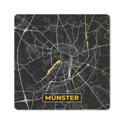 Produktbild von MuchoWow® Mauspad Mousepad Deutschland - Münster - Stadtplan - Karte - Gold 20x20 cm - Mousepads - Maus Mat - Pad - Mausunterlage - Desk Mat - Bureauartikeln