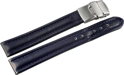 Produktbild von Echtleder-Uhrenarmband, blau, Faltschließe, 16 mm - 24 mm