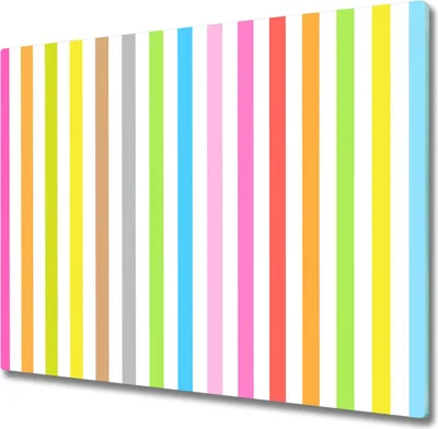 Imagen del producto de Placa de vitrocerámica para encimera, 60x52 cm. Protector de salpicaduras de vidrio. Tabla de cortar de vidrio. Diseño con franjas de colores