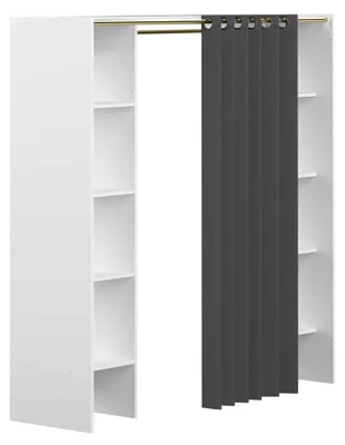 Image de Armoire Système de penderie - l. 112/185 cm - blanc & anthracite - EMERIC