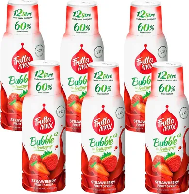Zdjęcie produktu dla FruttaMax syrop truskawkowy 500ml, koncentrat, 6 sztuk, zestaw do napojów
