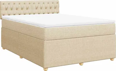 Produktbild von vidaXL Boxspringbett mit Matratze Creme 140x200 cm Stoff