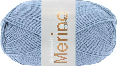 A ball of light blue yarn with a label.