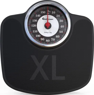 Produktbild von Adamson A27 analoge Personenwaage - Bis zu 160 kg - Übergroße XL Waage 37 cm x 36,5 cm - Rutschfeste Gummioberfläche, Extra große Ziffern
