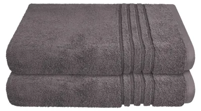 Produktbild von SCHIESSER Duschtuchset Milano | Einfarbig | 2-teilig | 100% Baumwolle | Weich & Saugstark | 70x140 cm | Dunkelgrau