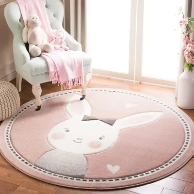 Produktbild von Kinder-Teppich Für Kinderzimmer, Rund Kurzflorteppiche, Wohnzimmer Schlafzimmer Teppiche, Farbe Pink, Grösse: 100 cm