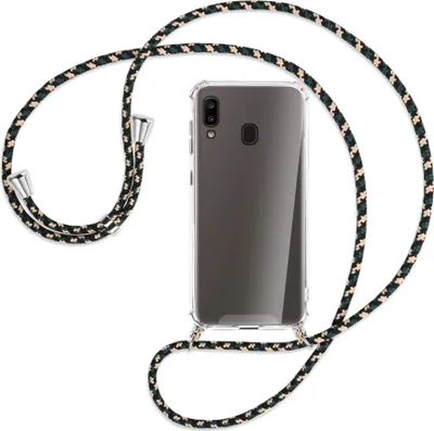 Produktbild von Handykette Backcover-Schutzhülle mit Band (Metall silberfarben) für Samsung Galaxy A20e - camouflage