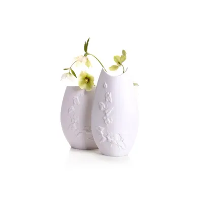 Produktbild von Porzellanvase mit Ornament, handgefertigt, klassisch, weiß, 16 cm