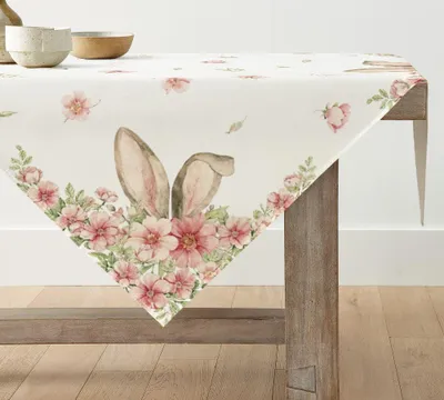 Tischdecke Blumenhasenohren Ostern 85x85 cm Frühlingsdeko