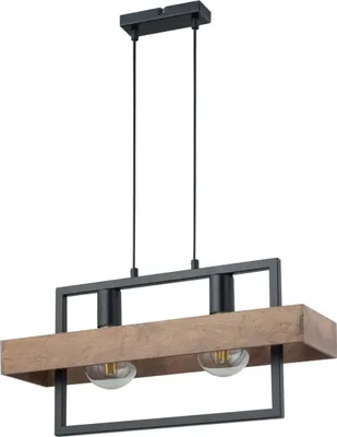 Obrázek produktu pro Boho dekorativní industriální závěsná lampa dvojitá černá se dřevem Robin 2xE27 15W Sigma Lighting