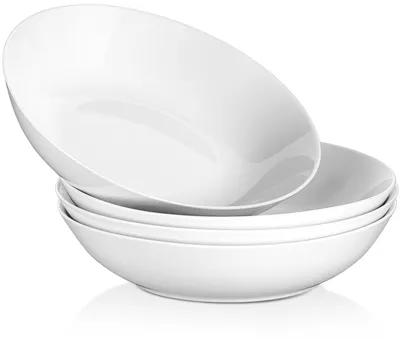 Obrázek produktu pro MALACASA Porcelánová mísa na salát, běžná řada, talíř na těstoviny, mísa na polévku, 8palcová mísa na polévku pro 4 osoby, krémově bílá
