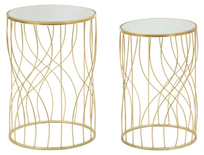 Produktbild von Mauro Ferretti Beistelltisch Ligne 2er Set Gold 38x55 33x50 cm