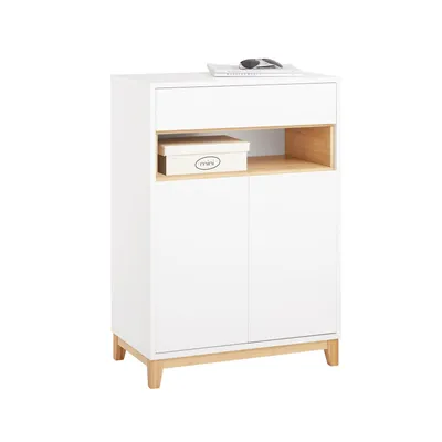 Image de SoBuy Buffet Armoire de cuisine Commode Armoire d'entrée Buffet de cuisine Armoire de rangement Blanc naturel LHT env. 60x85x34cm FSB97-WN