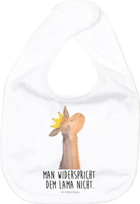 Produktbild von Mr. & Mrs. Panda Lätzchen Lamakopf König - Weiß - Geschenk, Lama, Sabber, Mama, Baumwoll-Lätzchen, Für Babys, Baumwoll, Vorgesetzter, Abitur, Lamas, Sabberlätzchen