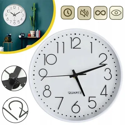 Produktbild von Wanduhr mit geräuschlosem Quarzwerk und 3D-Ziffern für Wohnzimmer, Schlafzimmer, Küche und Büro