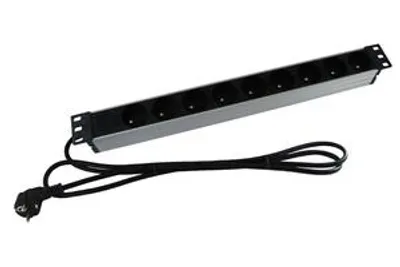 Obrázek produktu pro Napájecí lišta do racku B7112 19" panel 1U, 9 zásuvek, 2m