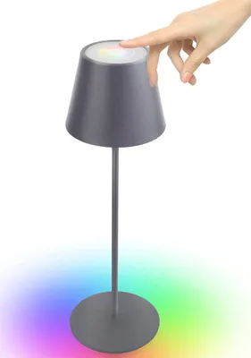 Image de Lampe de table LED rechargeable IP54 RGBW anthracite à intensité variable