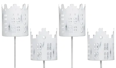 Immagine prodotto di Set di 4 portacandele in metallo bianco Ø 8 x 10 cm