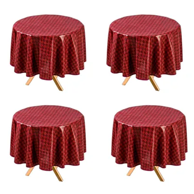 Produktbild von 4er Set Tischdecke Rund Bordeaux Ø 140 cm Abwaschbar Wachstuch Gartentischdecke Wachstuchtischdecke Wachstischdecke