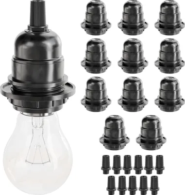 Produktbild von greate 12x E27 Fassung schwarz - Lampenfassung E27 schwarz 250V 60W - Lampensockel E27 aus Kunststoff