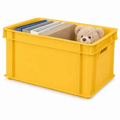 Produktbild von ARTECSIS Kunststoffkiste Aufbewahrungsbox Transport- und Lagerbox aus stabilem Kunststoff stapelbar 29L - 1 - Gelb