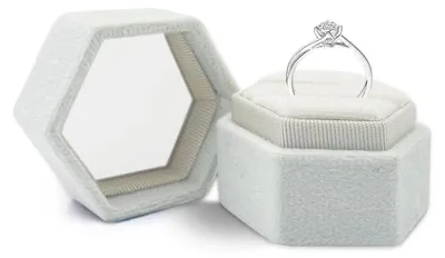 Produktbild von Schmuckdose Ringbox Juwelenschatulle - Samt - Sechseckig - Beige - Für Verlobung und Hochzeit