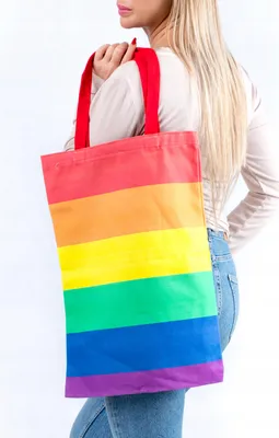 Zdjęcie produktu dla TORBA Shopper BAWEŁNIANA Tęczowa PRIDE LGBT XXL