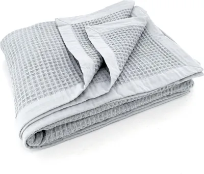 Produktbild von Heimtexland ® Wohndecke Sommerbettdecke Waffelpique leichte Sommerdecke Sofadecke 100% Baumwolle Kuscheldecke 150x140 cm atmungsaktiv temperaturausgleichend Typ914 grau - 1 Stück