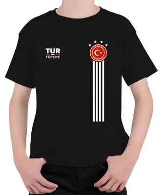 Produktbild von Türkischer Fußballfan Türkei Halbmond Weltmeisterschaft Trikot WM Kinder T-Shirt, Schwarz, 152