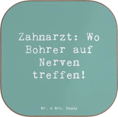 Produktbild von Mr. & Mrs. Panda Untersetzer für Gläser Spruch Zahnarzt Nerven - Meeresbrise - Geschenk, Beruf, Dentisten, Berufsprodukte, Zahnpflege, gläseruntersetzer, Coaster, Humor