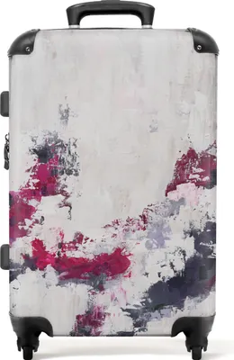 Produktbild von NoBoringSuitcases.com® Großer Koffer - Farbe - Rosa - Grau - Kunst - Kombinationsschloss TSA - Hartschalen Trolley 4 Rollen - 72 liter - Reisekoffer - 66 cmKoffer Mittelgroß 67x43x25 cm, 72L,