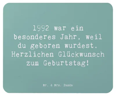 Produktbild von Mr. & Mrs. Panda Mousepad Spruch 1992 Geburtstag - Meeresbrise - Geschenk, Geburtstagsgeschenk, Mouse Pad, pc mausunterlage, persönliche Erinnerung, Mauspad, mousematte