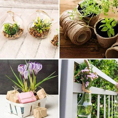 Zdjęcie produktu dla Naturalny sznur jutowy, grubość 4 mm, długość 50 metrów, do ogrodu, rękodzieła, dekoracji i pakowania.