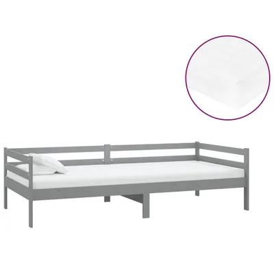 Produktbild von Tagesbett mit Matratze 90x200 cm Grau Kiefer Massivholz