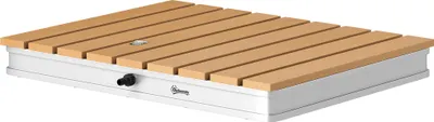 Produktbild von Bodendusche Gartendusche mit einstellbar Fußrad Aluminium bis 4 m Fontänenhöhe 70 x 55 cm Naturholz
