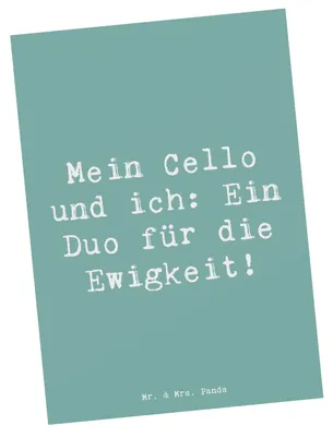 Produktbild von Mr. & Mrs. Panda Postkarte Spruch Cello Duo - Meeresbrise - Geschenk, Lernen, Spielen, Ansichtskarten, Grußkarte, Solo, Orchester, Instrument, Musikinstrument, Musik