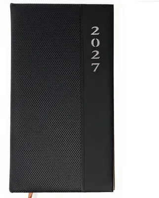 Produktbild von Taschenkalender 2027 A6 Lang (10,5 x 17,8 cm) - Kalender 1 Woche 2 Seiten mit Softtouch, Schwarz