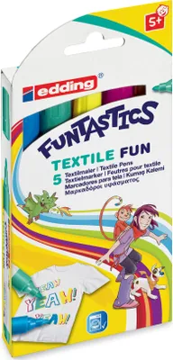 Zdjęcie produktu dla edding 17 Funtastics Textile Fun farby do tkanin dla dzieci różne (pudełko 5 szt.)